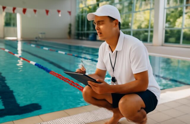 swim coach poolside