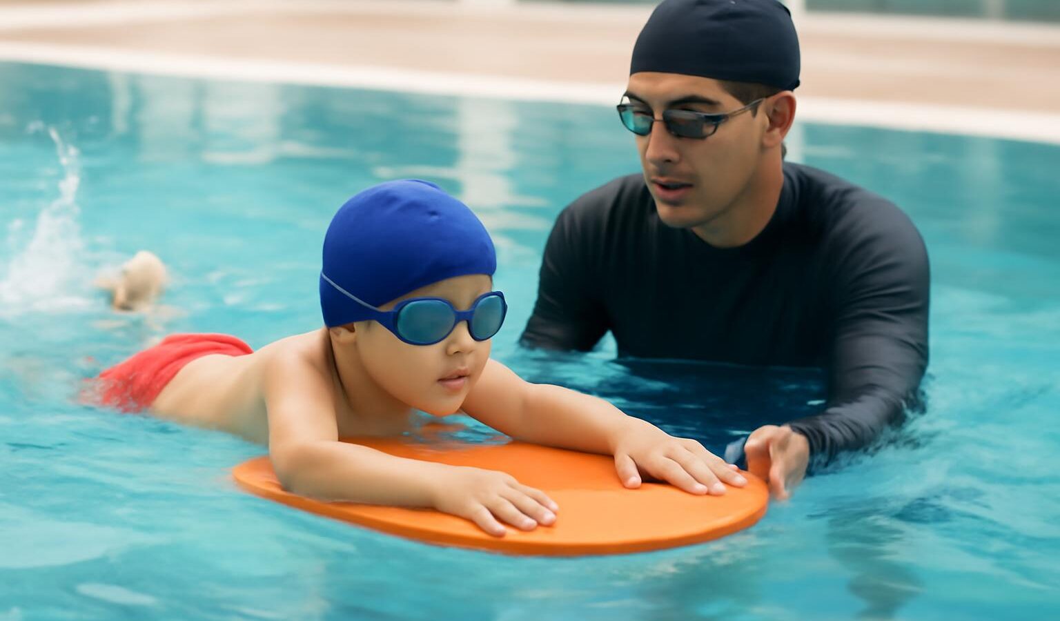child swimming training
