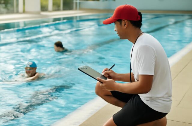 swim coach poolside