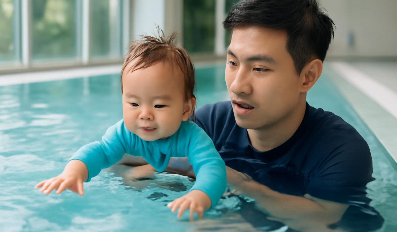 parent child swimming