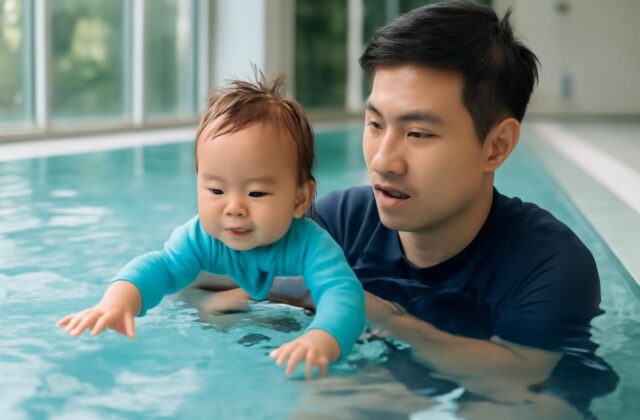 parent child swimming