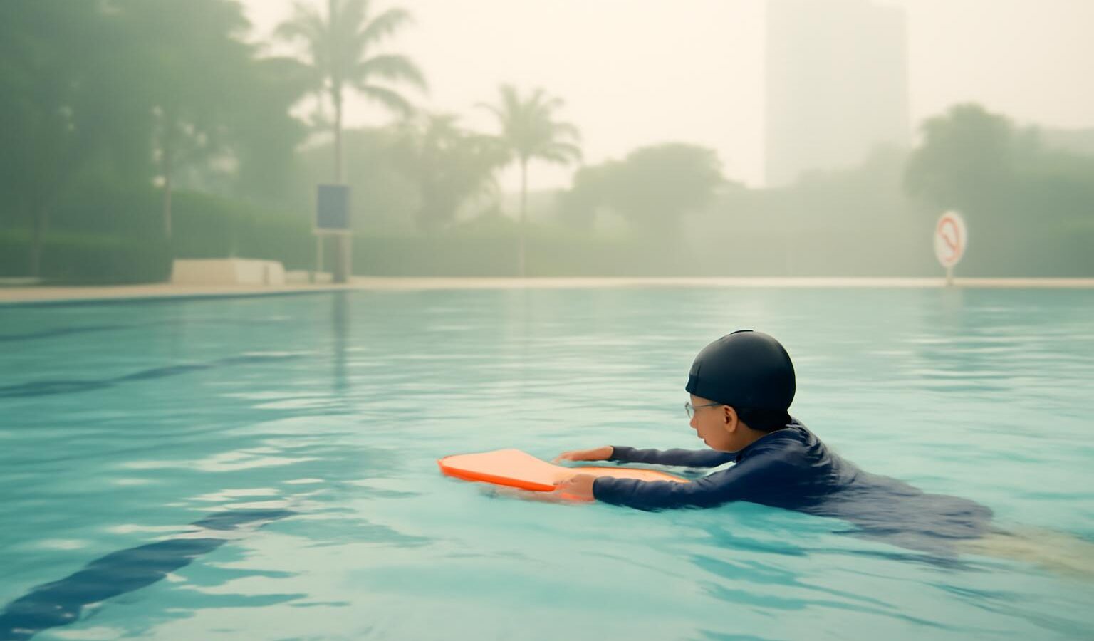 hazy swimming pool