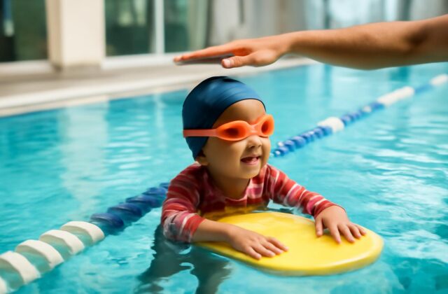 child swimming growth